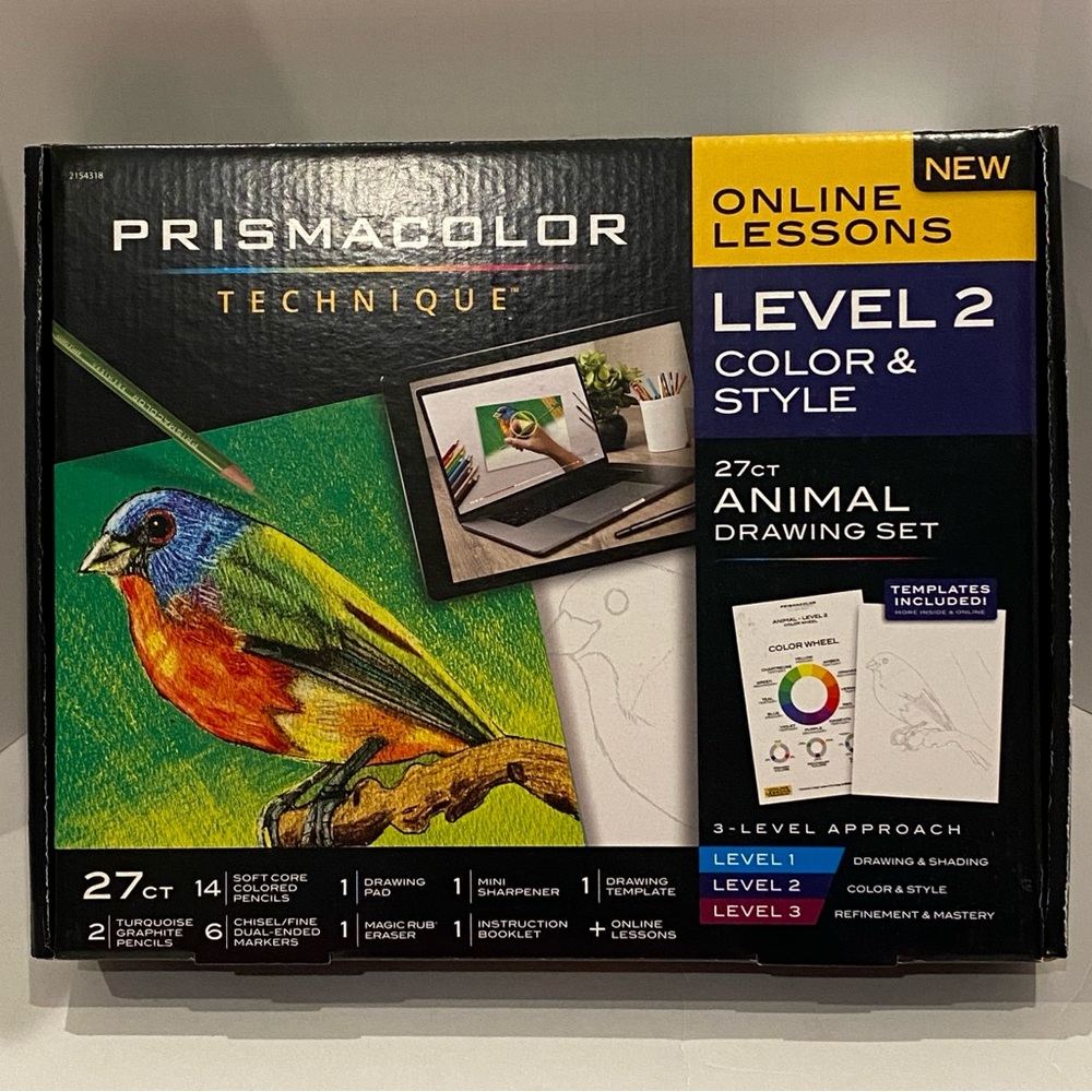Prismacolor Technique Online Lessons Level 2 Animal Drawing Set 27-piece NWT